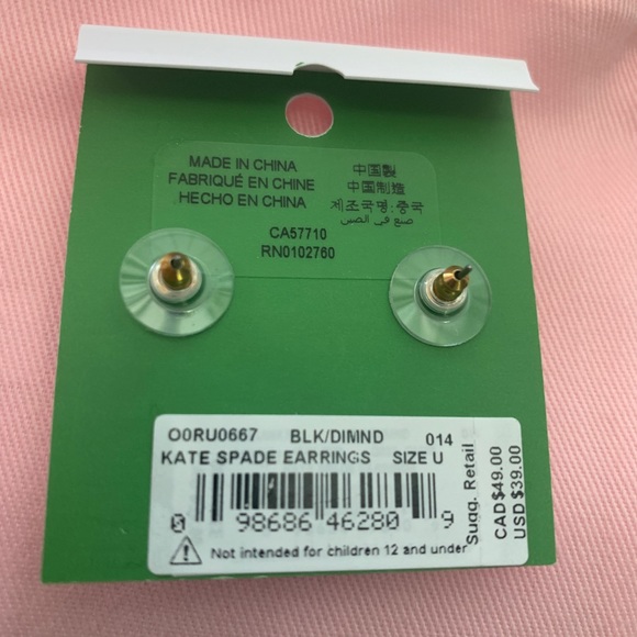 Kate Spade black diamond O0RU0667 earrings - Picture 10 of 11